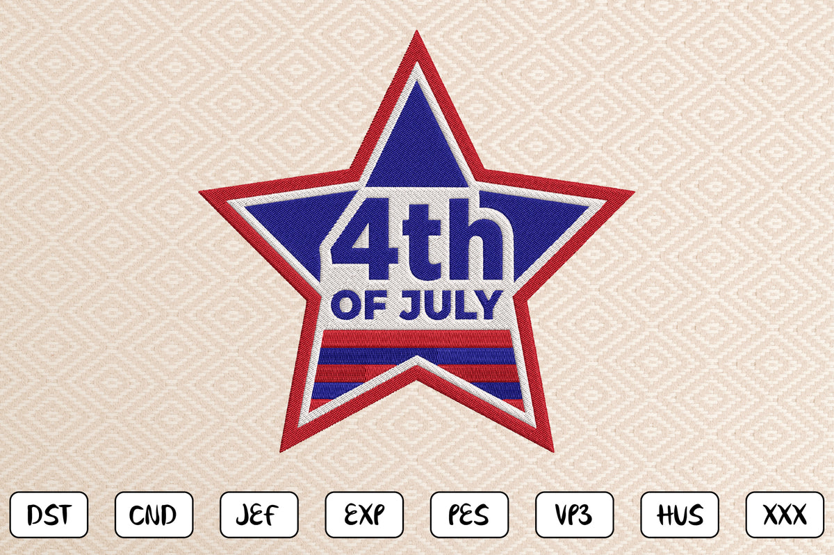 4th of July Star Embroidery Design, Patriotic American Star Machine Embroidery