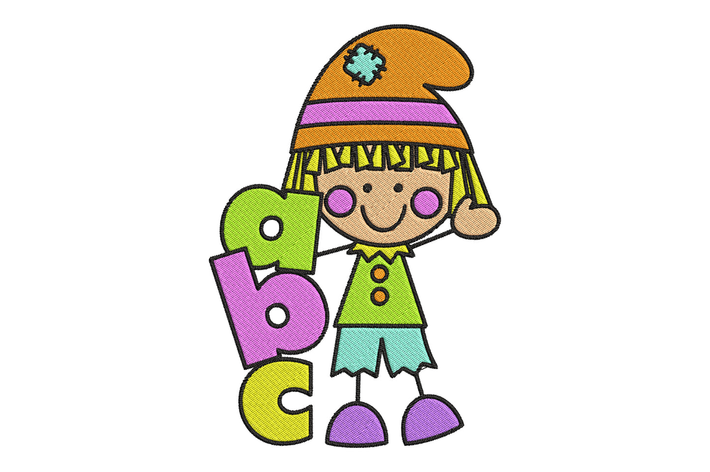 Cute Elf ABC Embroidery Design, Adorable Christmas Elf Machine Embroidery Pattern, Kawaii Alphabet ABC Elf Embroidery Design