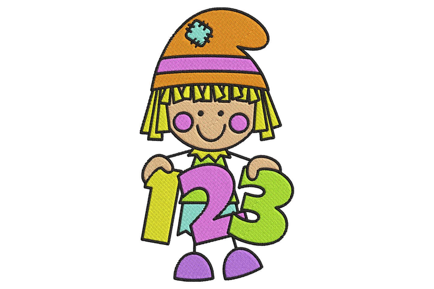 Cute Elf 123 Embroidery Design, Adorable Christmas Elf Machine Embroidery Pattern, Kawaii Number 123 Elf Embroidery Design