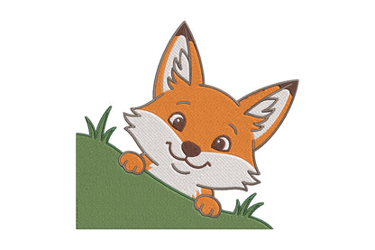 Cute Fox Embroidery Design, Adorable Fox Machine Embroidery Pattern, Woodland Animal Embroidery Design
