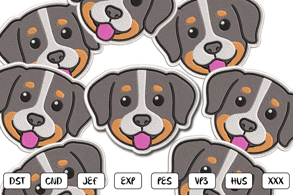 Cute Dog Face Patch Embroidery Design, Adorable Puppy Machine Embroidery Pattern, Kawaii Dog Face Embroidery Patch Design