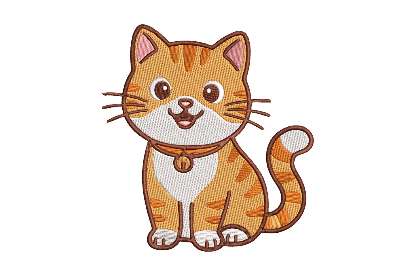 Cute Kawaii Kitty Embroidery Design, Adorable Cat Machine Embroidery Pattern, Cute Orange Tabby Cat Embroidery Design