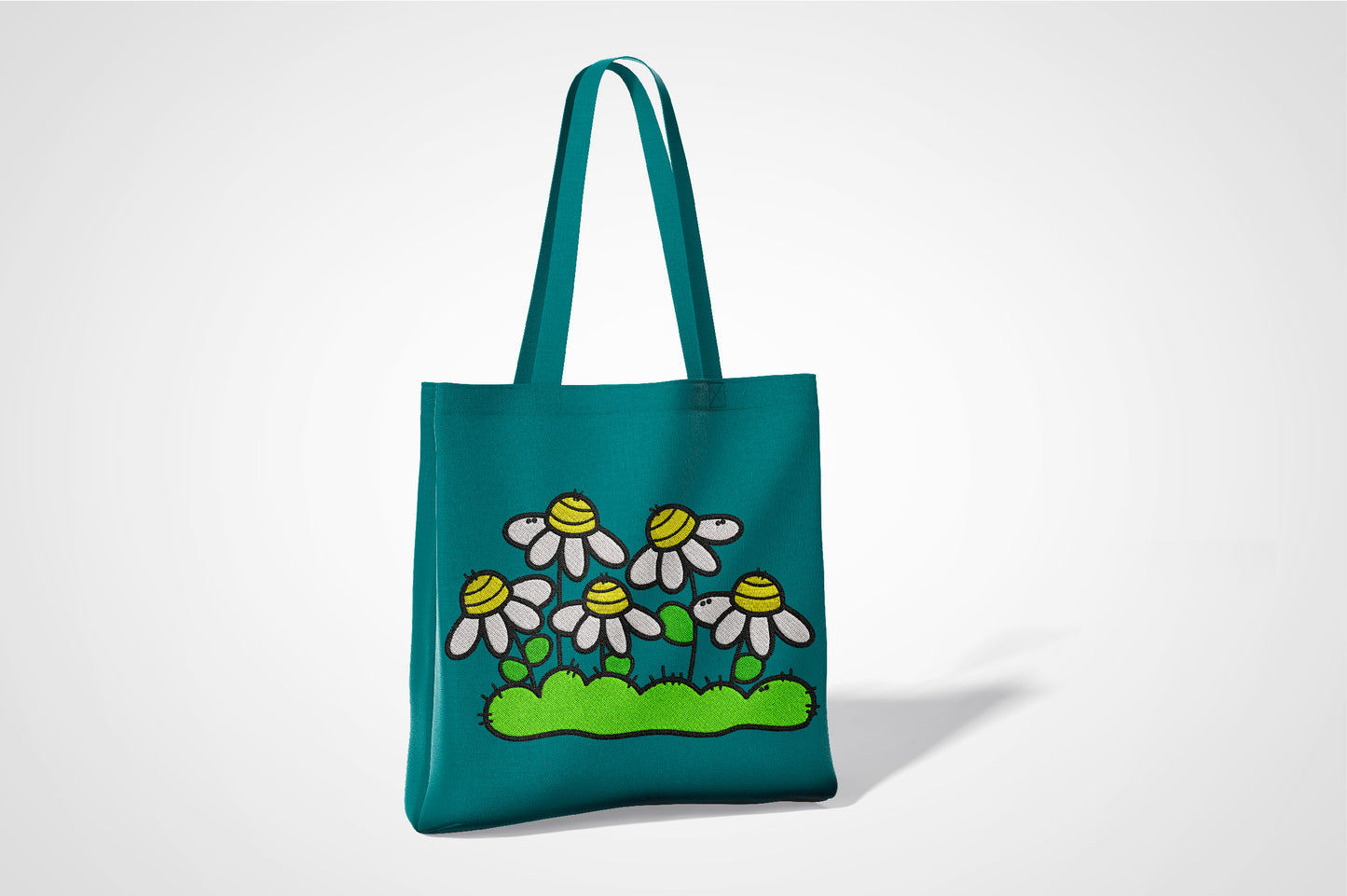 Cute Garden Embroidery Design, Adorable Daisy Flower Machine Embroidery Pattern, Kawaii Garden Floral Embroidery Design
