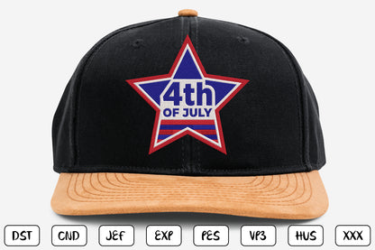4th of July Star Embroidery Design, Patriotic American Star Machine Embroidery