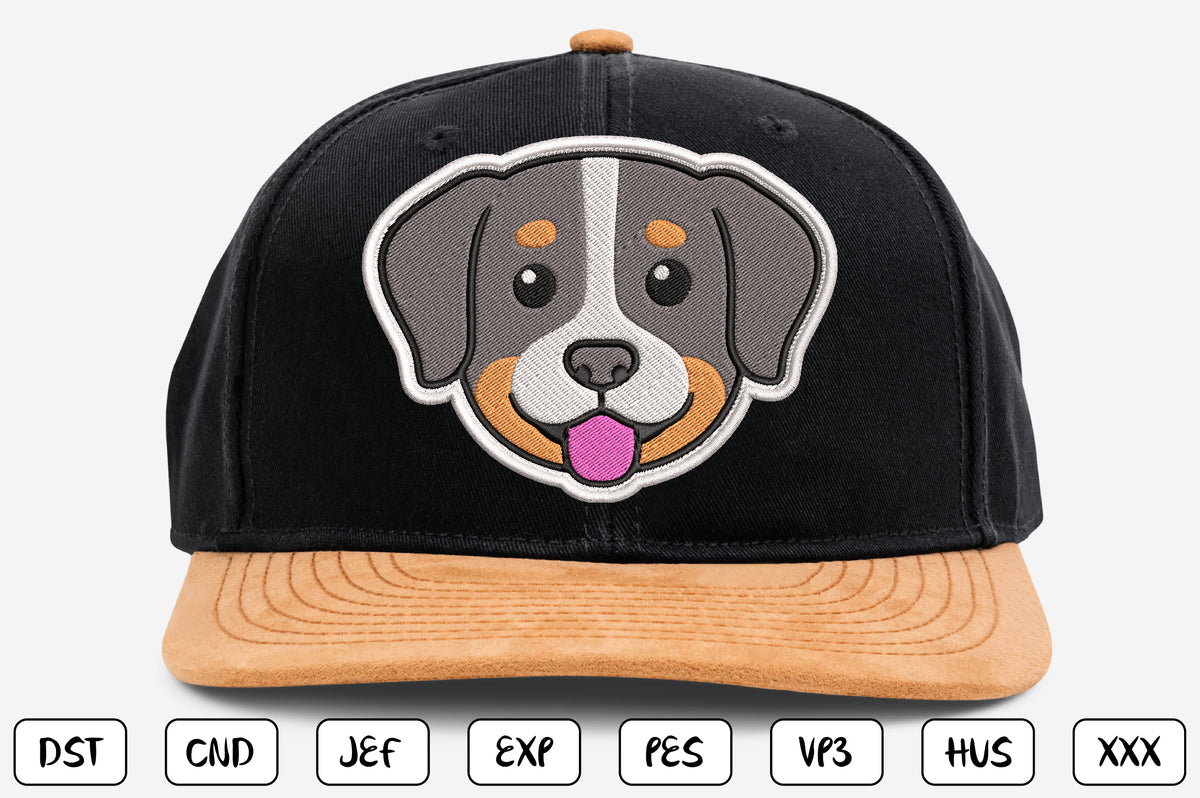 Cute Dog Face Patch Embroidery Design, Adorable Puppy Machine Embroidery Pattern, Kawaii Dog Face Embroidery Patch Design