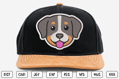 Cute Dog Face Patch Embroidery Design, Adorable Puppy Machine Embroidery Pattern, Kawaii Dog Face Embroidery Patch Design