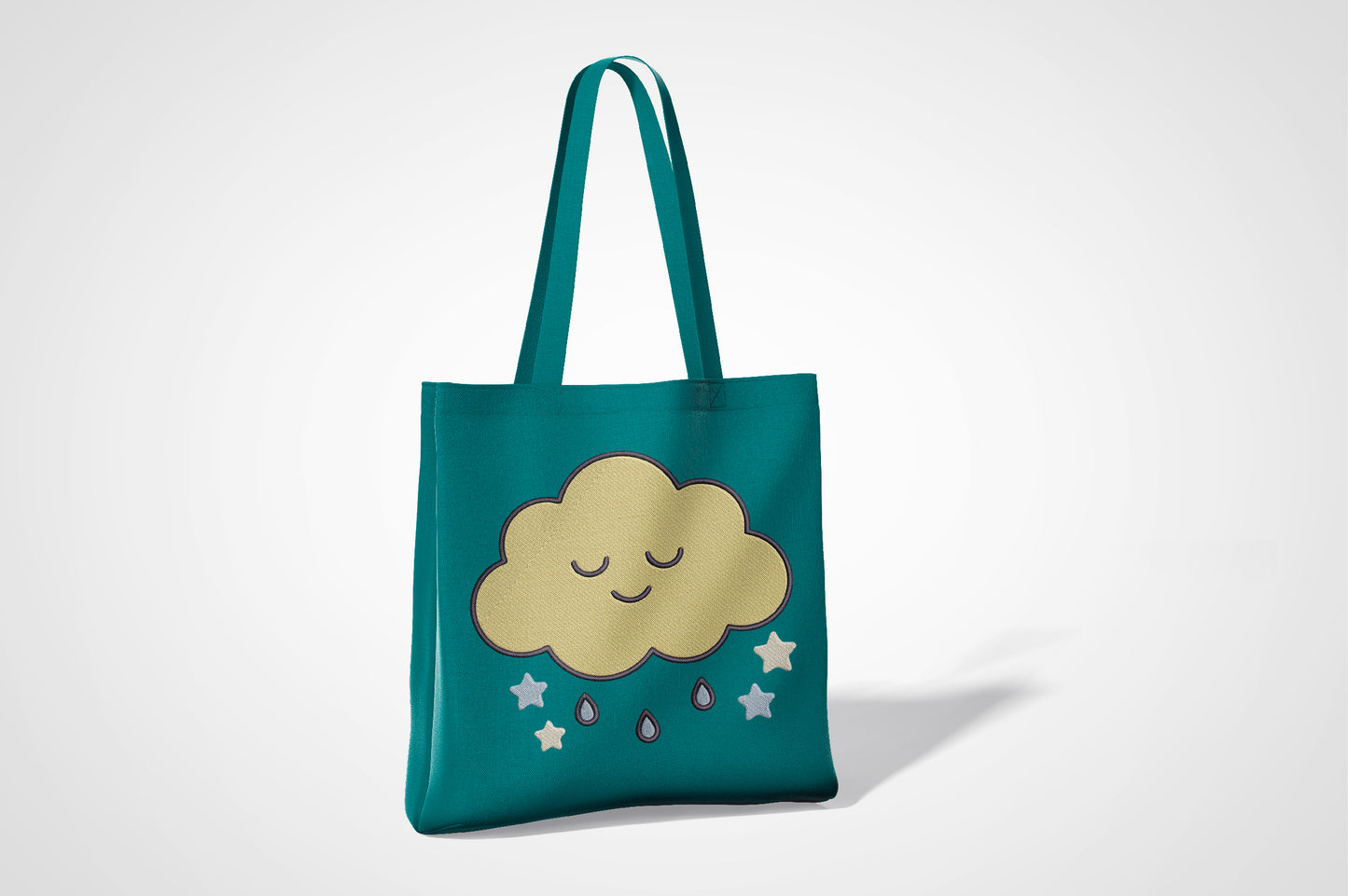 Cute Sleeping Cloud Embroidery Design, Adorable Kawaii Cloud Machine Embroidery Pattern, Dreamy Sleeping Cloud with Stars and Raindrops Embroidery Design