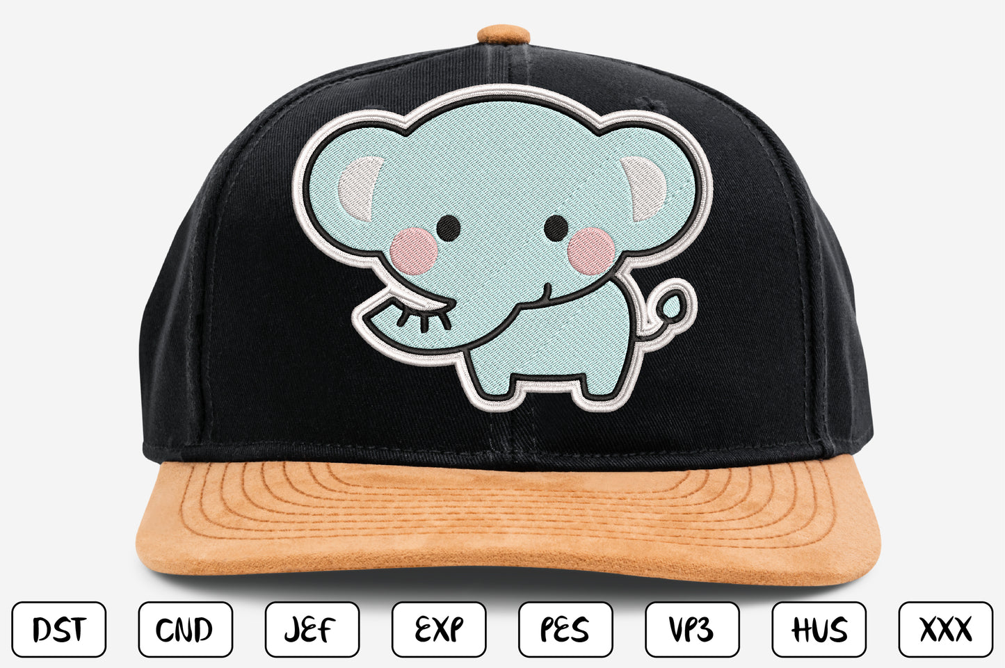 Cute Elephant Patch Embroidery Design, Adorable Kawaii Elephant Machine Embroidery Pattern, Cute Baby Elephant Embroidery