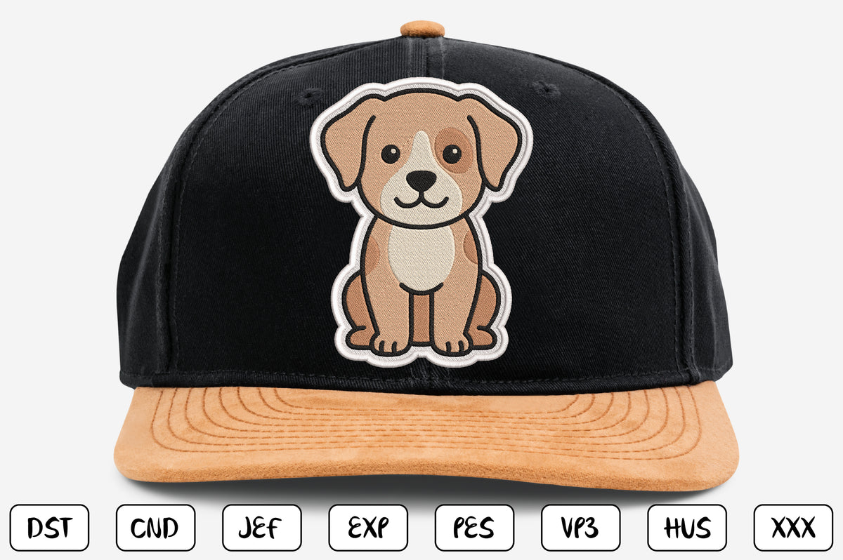 Cute Dog Patch Embroidery Design, Adorable Puppy Machine Embroidery Pattern, Kawaii Dog Embroidery Patch Design