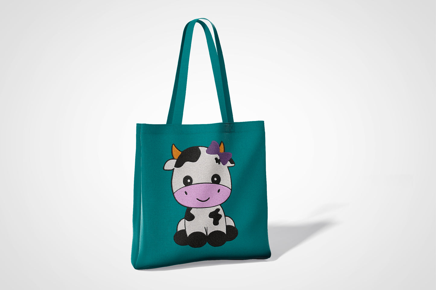 Cute Cow Embroidery Design, Adorable Kawaii Cow Machine Embroidery Pattern, Cute Farm Animal Embroidery Design