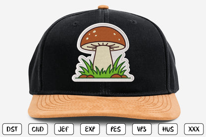 Cute Mushroom Patch Embroidery Design, Adorable Kawaii Mushroom Machine Embroidery Pattern, Woodland Mushroom Embroidery Patch Design