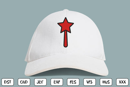 Patriotic Star Wand Embroidery Design, American Star Wand Machine Embroidery