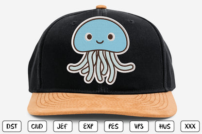 Cute Jellyfish Embroidery Design, Adorable Kawaii Jellyfish Machine Embroidery Pattern, Cute Ocean Sea Life Embroidery Design