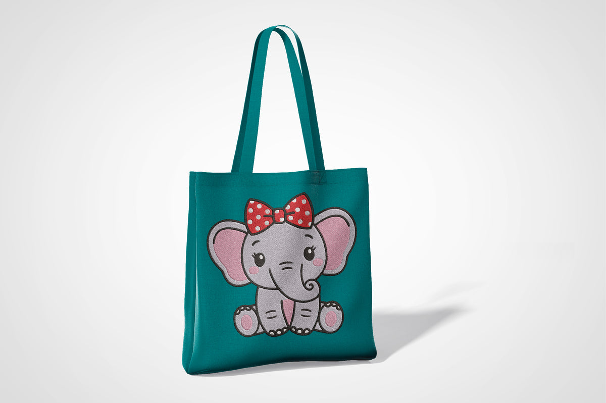 Cute Elephant Embroidery Design, Adorable Elephant Machine Embroidery Pattern, Kawaii Elephant Embroidery Design