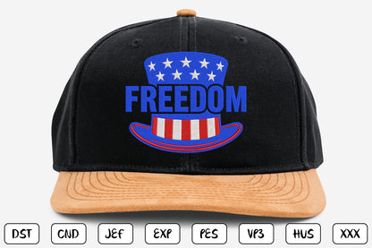 Patriotic Freedom Embroidery Design, American Freedom Machine Embroidery