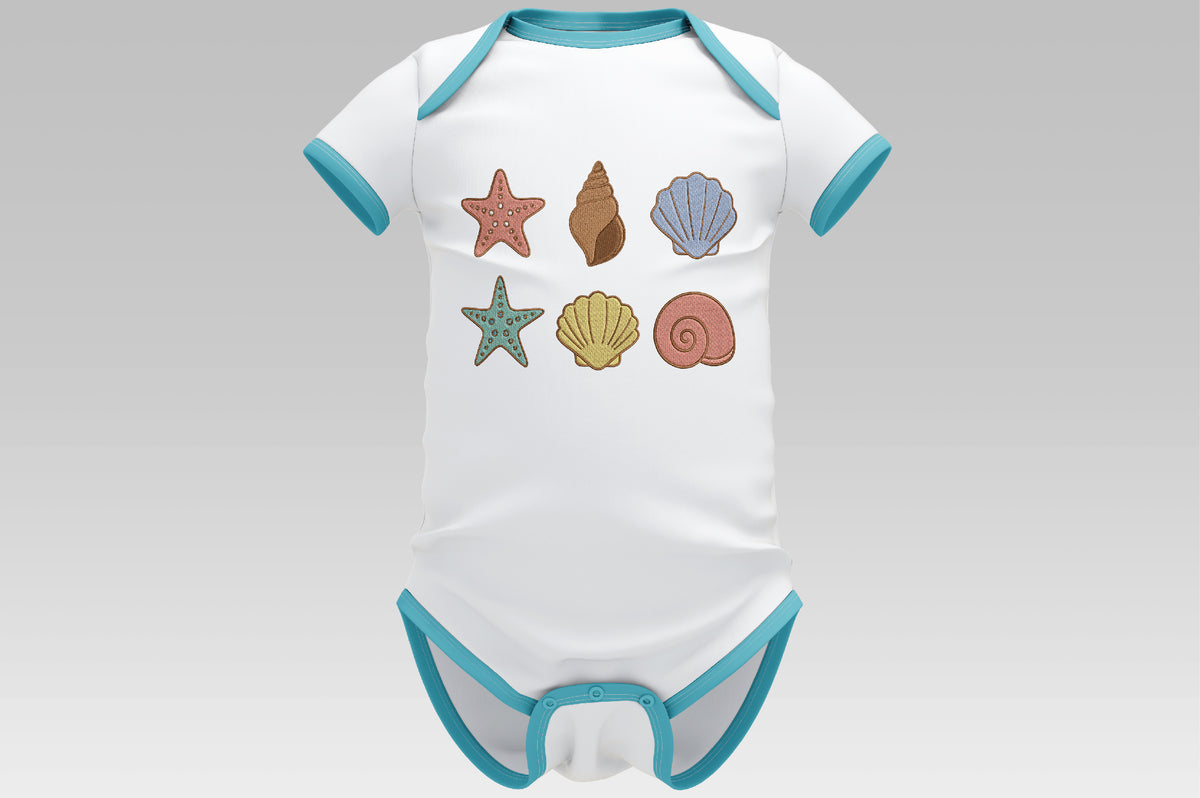 Beach Seashell Embroidery Design, Cute Ocean Shell Machine Embroidery Pattern, Starfish Seashell Embroidery Design