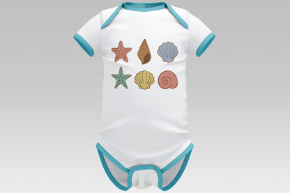Beach Seashell Embroidery Design, Cute Ocean Shell Machine Embroidery Pattern, Starfish Seashell Embroidery Design