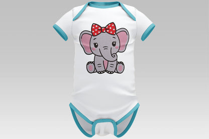 Cute Elephant Embroidery Design, Adorable Elephant Machine Embroidery Pattern, Kawaii Elephant Embroidery Design