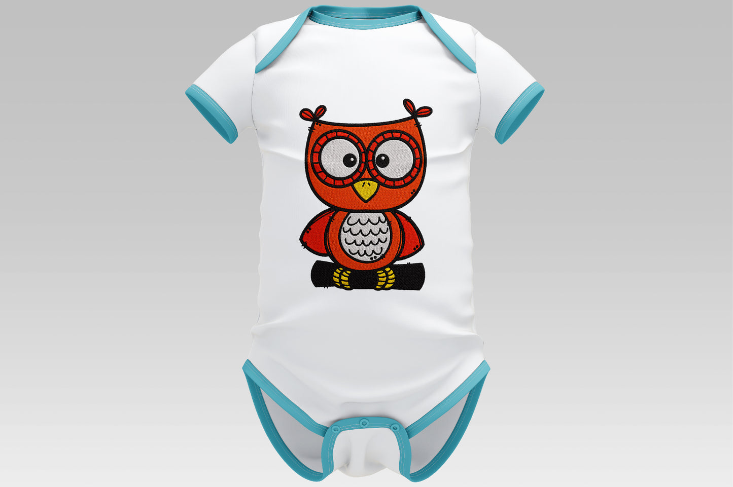 Cute Owl Embroidery Design, Adorable Kawaii Owl Machine Embroidery Pattern, Funny Orange Owl Embroidery Design