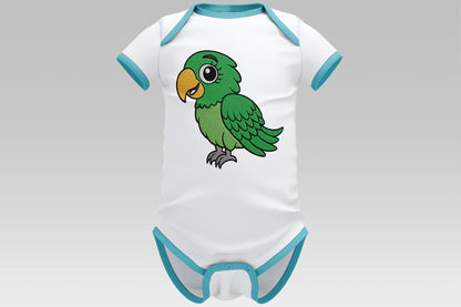 Cute Parrot Embroidery Design, Adorable Green Parrot Machine Embroidery Pattern, Kawaii Tropical Bird Embroidery Design