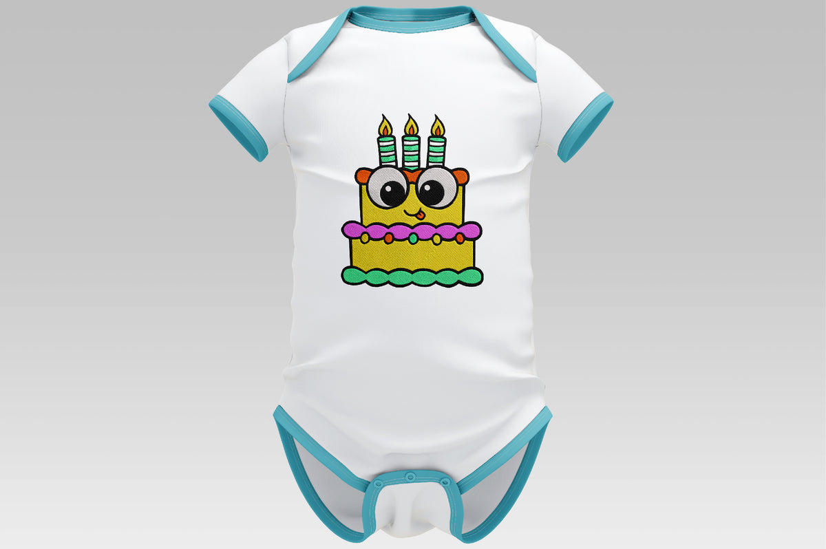 Cute Birthday Cake Embroidery Design, Adorable Kawaii Birthday Cake Machine Embroidery Pattern, Funny Cake with Candles Embroidery Design