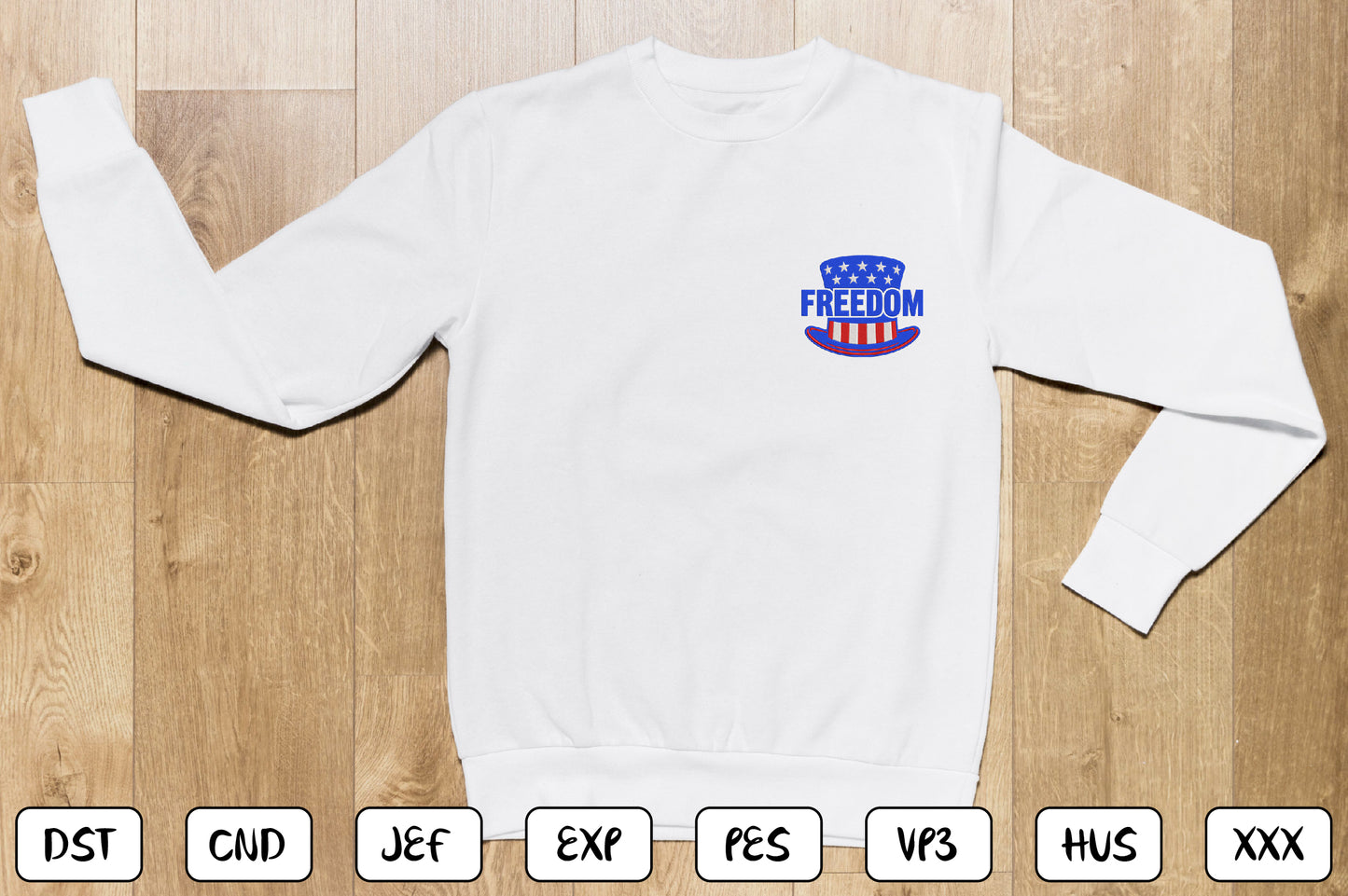 Patriotic Freedom Embroidery Design, American Freedom Machine Embroidery