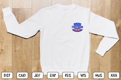 Patriotic Freedom Embroidery Design, American Freedom Machine Embroidery