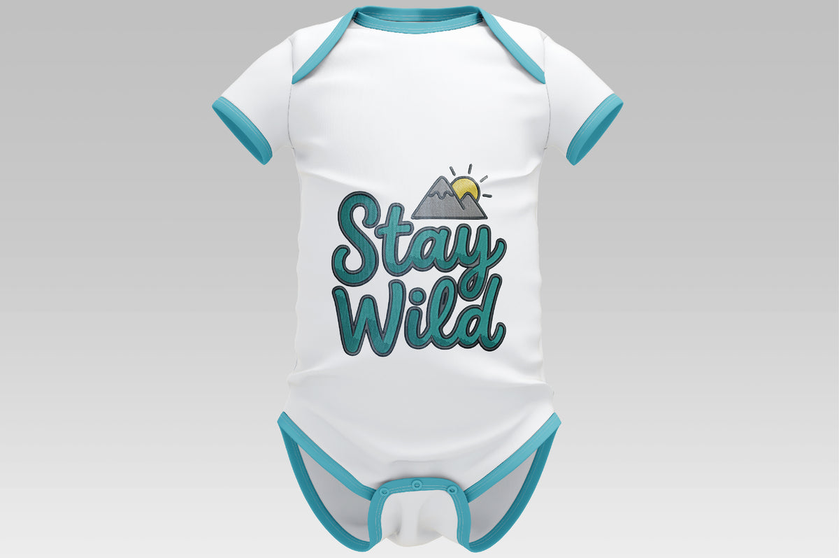 Stay Wild Embroidery Design, Adventure Mountain Embroidery Pattern, Stay Wild Script Machine Embroidery Design