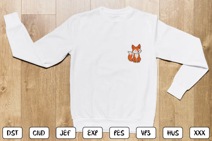 Cute Fox Patch Embroidery Design, Adorable Fox Machine Embroidery Pattern, Kawaii Woodland Fox Embroidery Design,