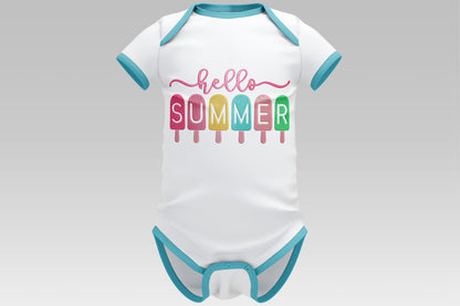 Hello Summer Embroidery Design, Cute Popsicle Machine Embroidery Pattern