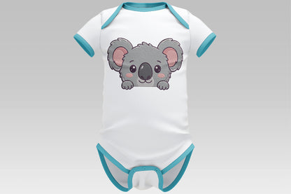 Cute Koala Peeking Embroidery Design, Adorable Koala Machine Embroidery Pattern, Cute Australian Animal Embroidery Design
