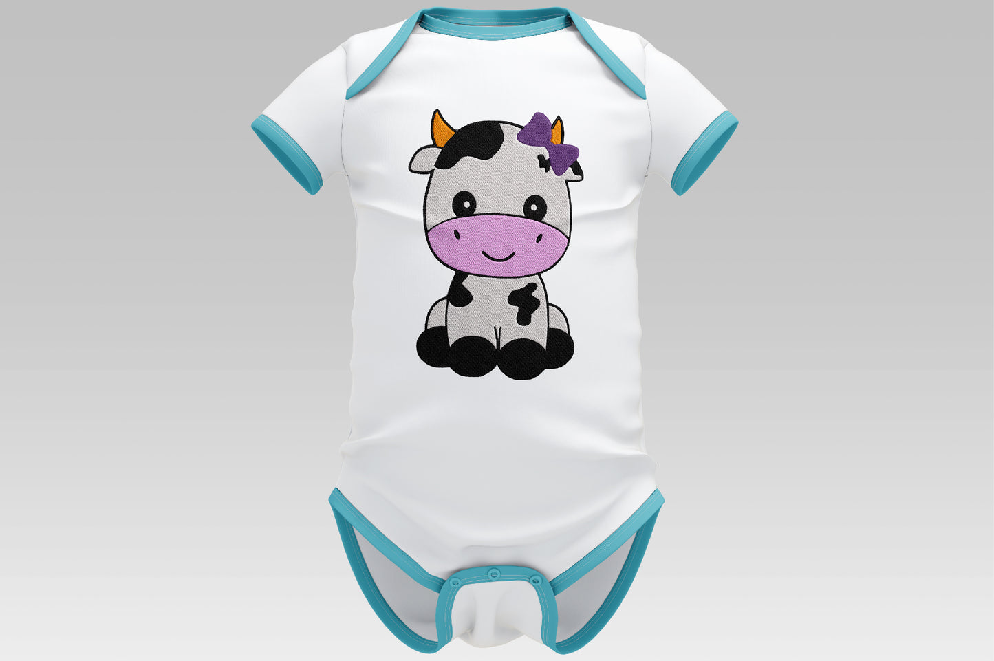 Cute Cow Embroidery Design, Adorable Kawaii Cow Machine Embroidery Pattern, Cute Farm Animal Embroidery Design