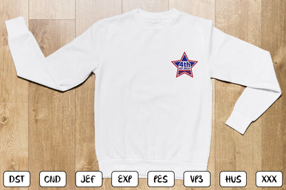 4th of July Star Embroidery Design, Patriotic American Star Machine Embroidery