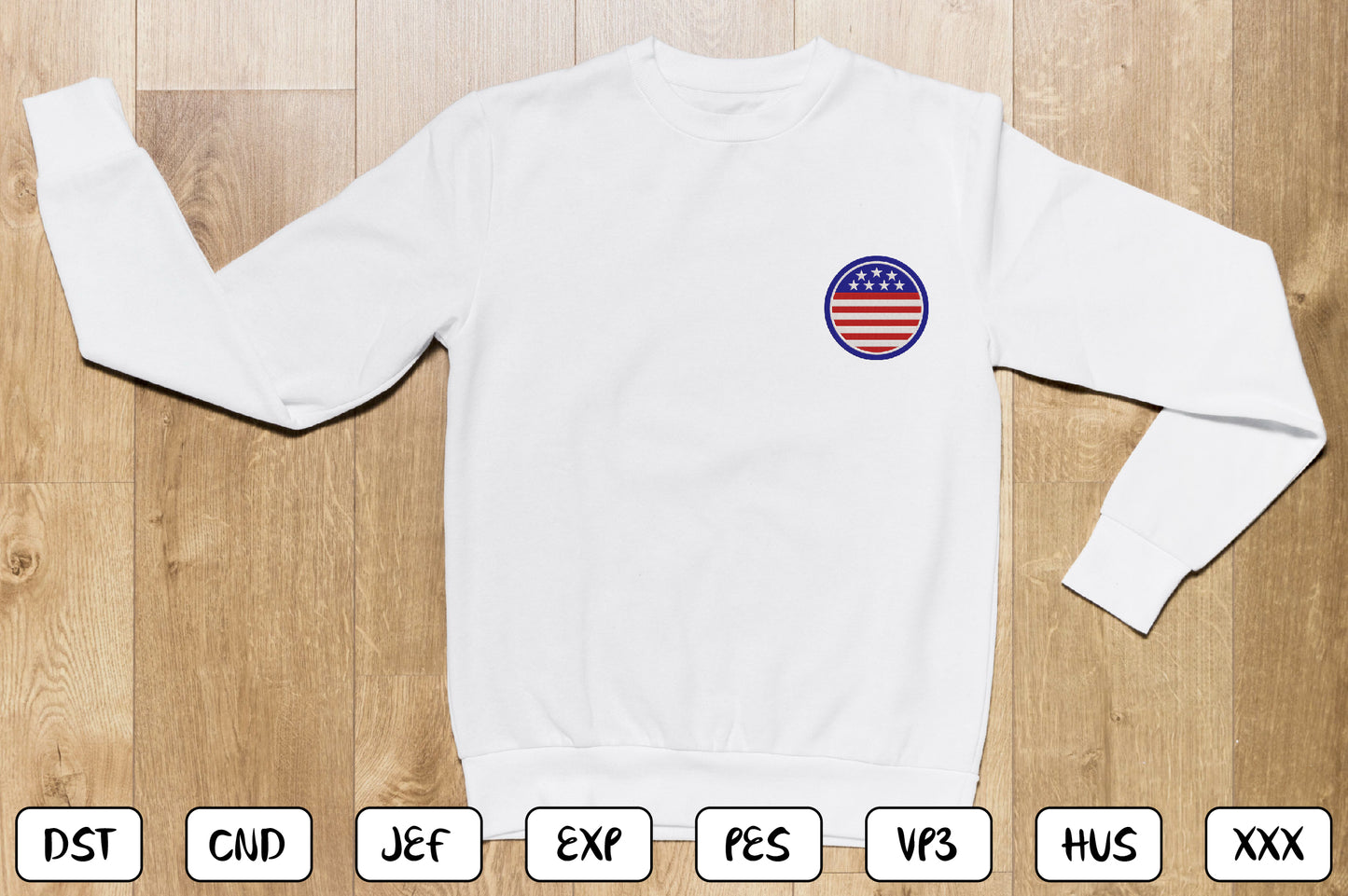 Patriotic Embroidery Design, 4th of July American Flag Machine Embroidery Pattern, Red White Blue USA Embroidery Design
