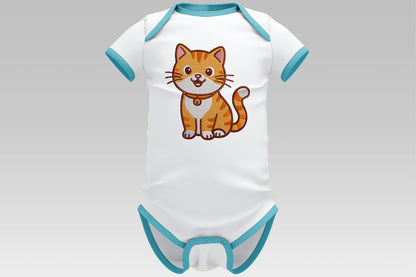 Cute Kawaii Kitty Embroidery Design, Adorable Cat Machine Embroidery Pattern, Cute Orange Tabby Cat Embroidery Design