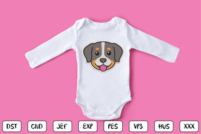 Cute Dog Face Patch Embroidery Design, Adorable Puppy Machine Embroidery Pattern, Kawaii Dog Face Embroidery Patch Design