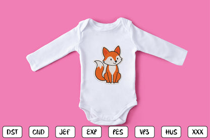 Cute Fox Patch Embroidery Design, Adorable Fox Machine Embroidery Pattern, Kawaii Woodland Fox Embroidery Design,