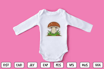 Cute Mushroom Patch Embroidery Design, Adorable Kawaii Mushroom Machine Embroidery Pattern, Woodland Mushroom Embroidery Patch Design