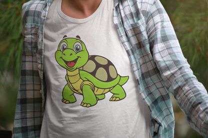 Cute Turtle Embroidery Design, Adorable Cartoon Turtle Machine Embroidery Pattern