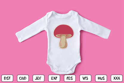 Cute Mushroom Patch Embroidery Design, Adorable Red Mushroom Machine Embroidery Pattern, Woodland Mushroom Embroidery Patch Design