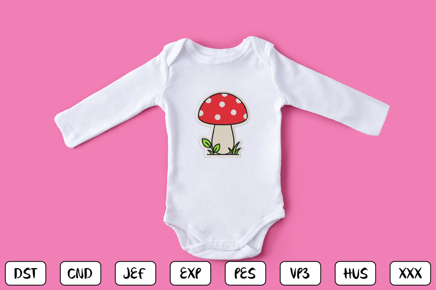 Cute Mushroom Embroidery Design, Adorable Kawaii Mushroom Machine Embroidery Pattern, Whimsical Woodland Mushroom Embroidery Design