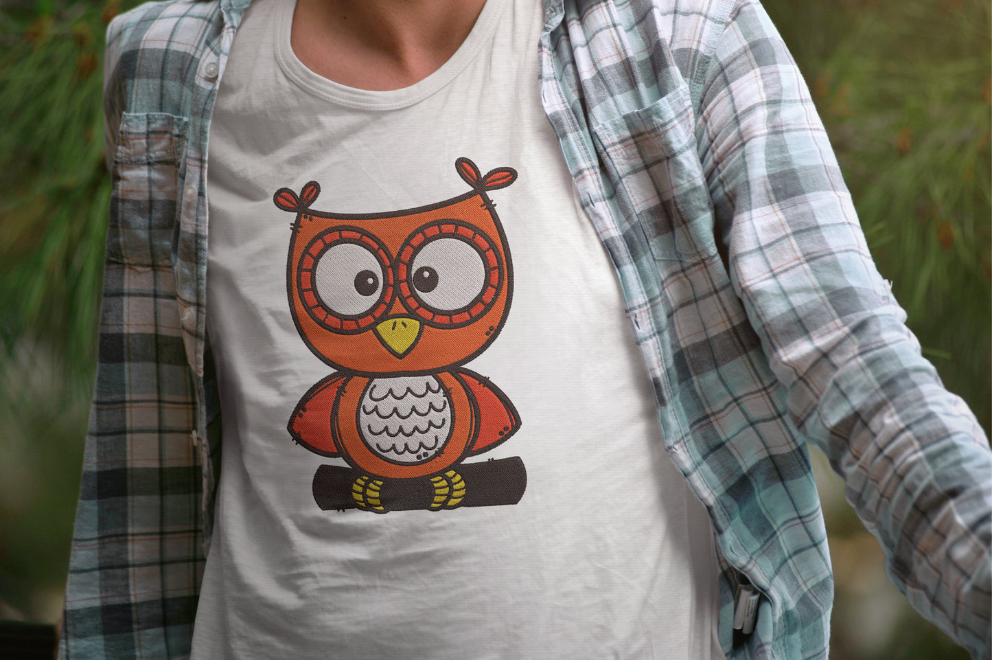 Cute Owl Embroidery Design, Adorable Kawaii Owl Machine Embroidery Pattern, Funny Orange Owl Embroidery Design
