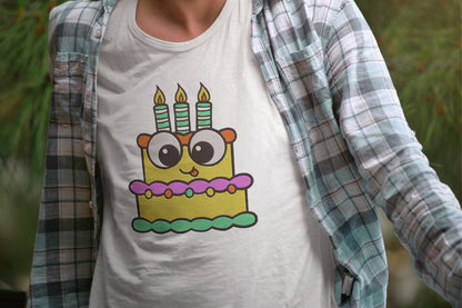 Cute Birthday Cake Embroidery Design, Adorable Kawaii Birthday Cake Machine Embroidery Pattern, Funny Cake with Candles Embroidery Design