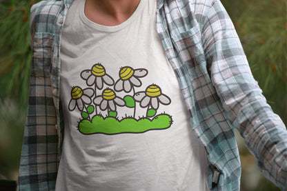 Cute Garden Embroidery Design, Adorable Daisy Flower Machine Embroidery Pattern, Kawaii Garden Floral Embroidery Design