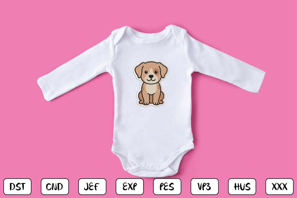 Cute Dog Patch Embroidery Design, Adorable Puppy Machine Embroidery Pattern, Kawaii Dog Embroidery Patch Design
