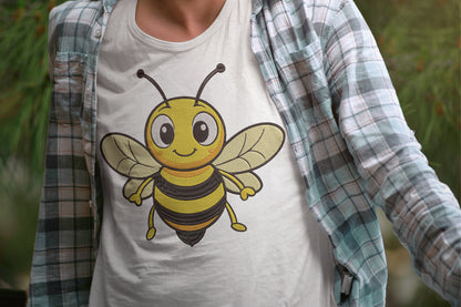 Cute Bee Embroidery Design, Adorable Honey Bee Machine Embroidery Pattern, Kawaii Bumble Bee Embroidery Design