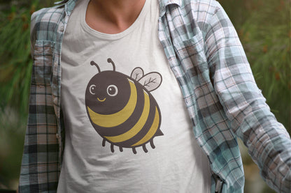 Cute Honey Bee Embroidery Design, Adorable Kawaii Bumble Bee Machine Embroidery Pattern, Cheerful Yellow and Black Honey Bee Embroidery Design