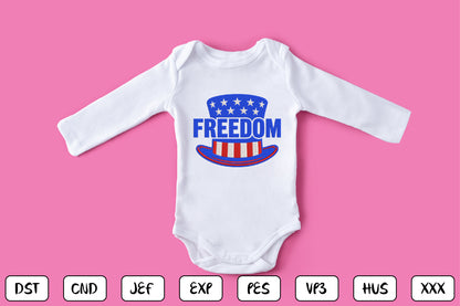 Patriotic Freedom Embroidery Design, American Freedom Machine Embroidery