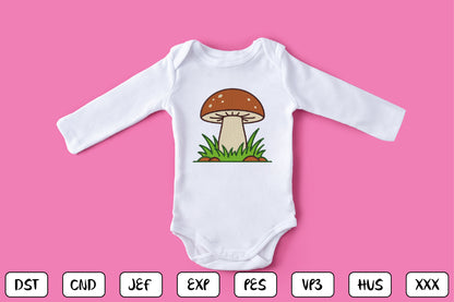 Cute Mushroom Embroidery Design, Adorable Kawaii Mushroom Machine Embroidery Pattern, Woodland Forest Mushroom Embroidery Design