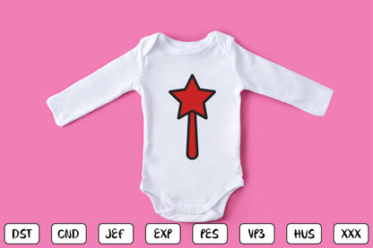 Patriotic Star Wand Embroidery Design, American Star Wand Machine Embroidery